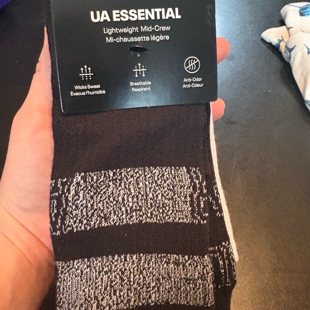 Under Armour Black and White Mid-Crew Socks for Women